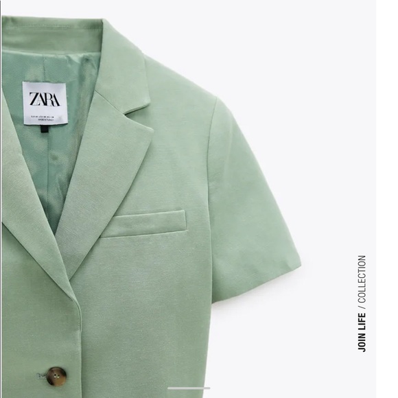 Zara LINEN BLEND CROPPED BLAZER. - Picture 4 of 4